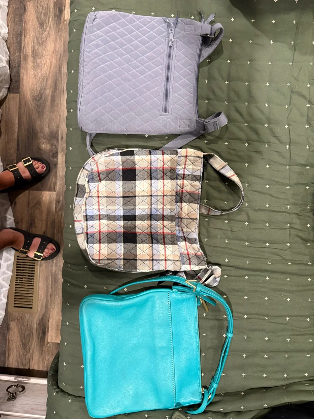 Vera Bradley (3 bags) two are quilted one is leather.